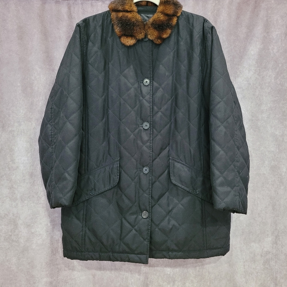 Lauren Ralph Lauren black faux fur collar winter coat size M